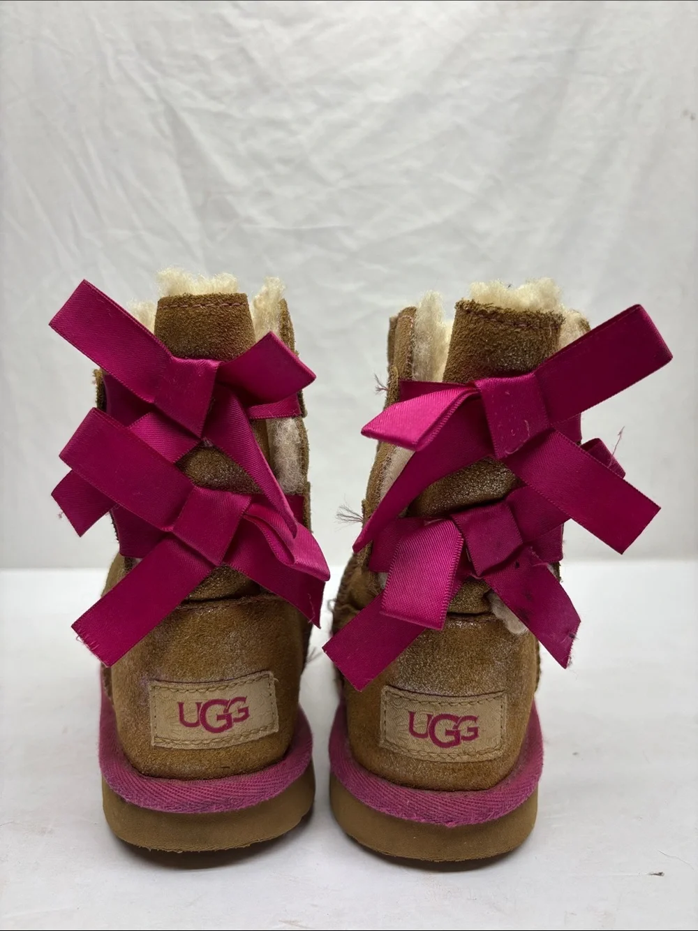 UGG Kids Chestnut and Pink Bailey Bow Boot, SZ 11 toddler girl, box 72